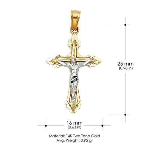 14K Gold Religious Crucifix with Jesus Cross Pendant for Necklace Chain - Picture 4 of 6