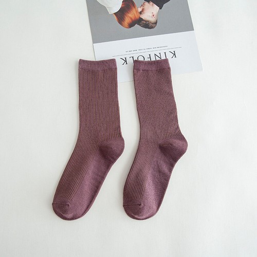 24COLORSolid Pure Color Formal Socks Cotton Fashion Casual Breathable Crew Socks - Picture 22 of 34