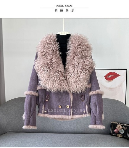 Parka cappotto donna pelliccia di pecora collo pelliccia di coniglio giacca calda vera pelliccia corto moda - Foto 10 di 27