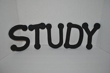 Personalized 6 1/2" STUDY Wooden Black Letters Wall Hanging