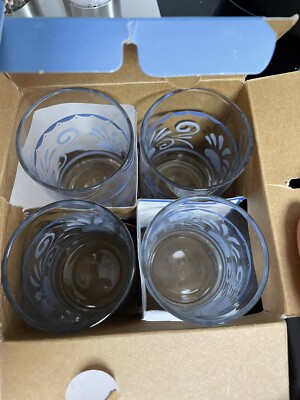 Corelle Ocean View Juice Glasses 7 oz Original Box 4 Glasses per set