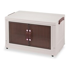 Stackable  Collapsible Plastic storage bin with lid and doors