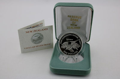 New Zealand -1997 - Silver Proof 5 Dollars Coin - SADDLEBACK BIRD