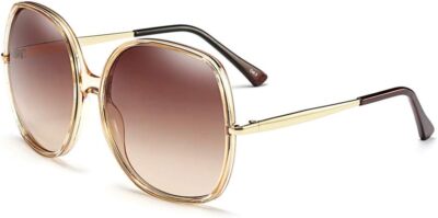 Freckles Mark 70s Super Oversize Square Sunglasses Champagne / Gradient Brown 