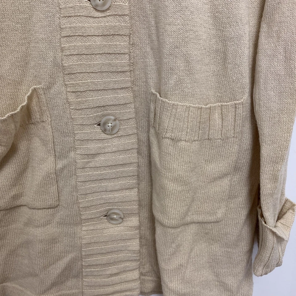 Patagonia Lambswool Blend Button Up Long Sleeve Sweater Dress Beige Size Large - Image 2 of 4