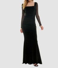 City Studio Juniors' Women's Black Embellished Sleeve Lace-Up Dress Size 7-8
