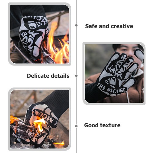 Hitzebeständige Handschuhe Arbeit Mann Camping-Grillhandschuhe Wärme-isolierte - Bild 12 von 12