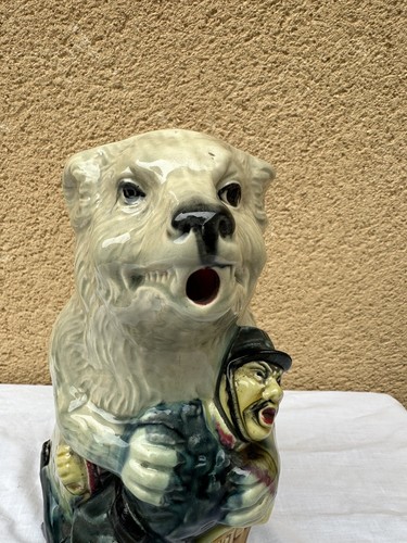 ANTIQUE BARBOTINE PITCHER ORCHIES RUSSIAN SOLDIER KOREA INSIDE RED - Picture 3 of 10