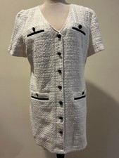 Ann Taylor LOFT Tweed V-Neck Pocket Sheath Dress 14  Color- Ivory