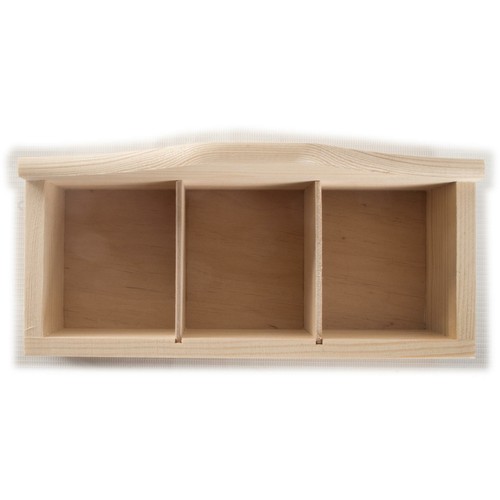 Wooden Open 3 Compartments Box / Multi-purpose Storage / Tea Box / Plain Pine - Picture 4 of 7