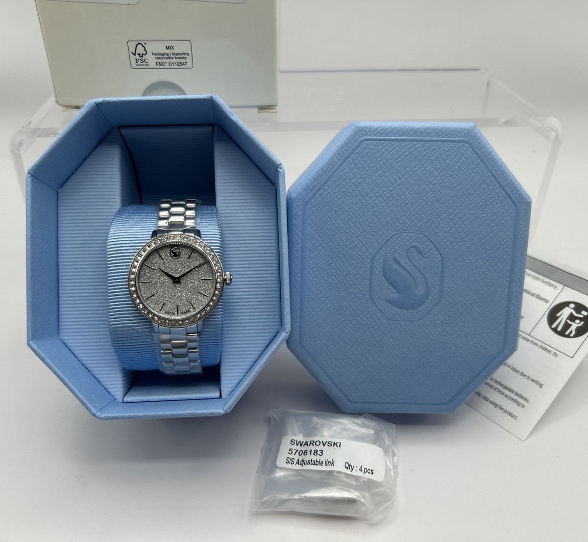 Swarovski Matrix 3-link Watch, Metal Bracelet, Silver, Stainless