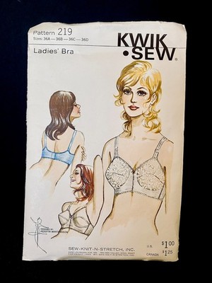 Vintage Kwik Sew Pattern #219 Ladies Bra 36A-36B-36C-36D