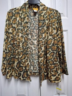 Ruby Rd Unlined Transparent Tricolor Cover-up Blazer/Cardigan Size M NWT