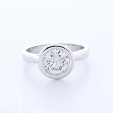 Solitaire Engagement Ring Halo 14K Gold 1.42 Carat Round Lab-Grown Diamond H VS1