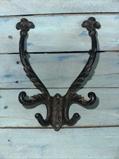 Vintage Black Cast Iron Hat/Coat Wall Hook. Robe Hook, 6 Hooks in 1 
