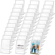 48 PCS Acrylic Picture Frames 2.5x3.5 Inch Slant Back Sign Holders Clear Menu