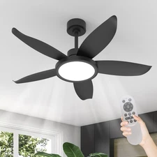 42" Black Ceiling Fan with Light 3CCT ABS Blades Dimmable LED Remote APP Control