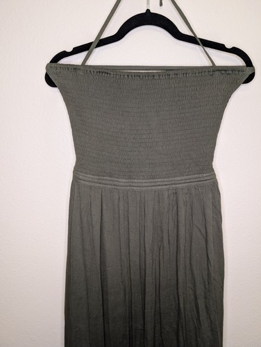 R.YIPOSHA Olive Green Smocked Ruffle Backless Maxi Dress Sz M 8/10 NWT - Picture 5 of 13