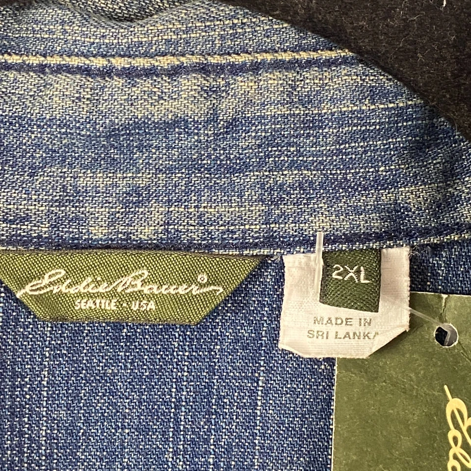 Camisa Eddie Bauer Denim Perla Bordada a Presión Para Mujer 2XL Western Manga Larga Foto 4 de 4