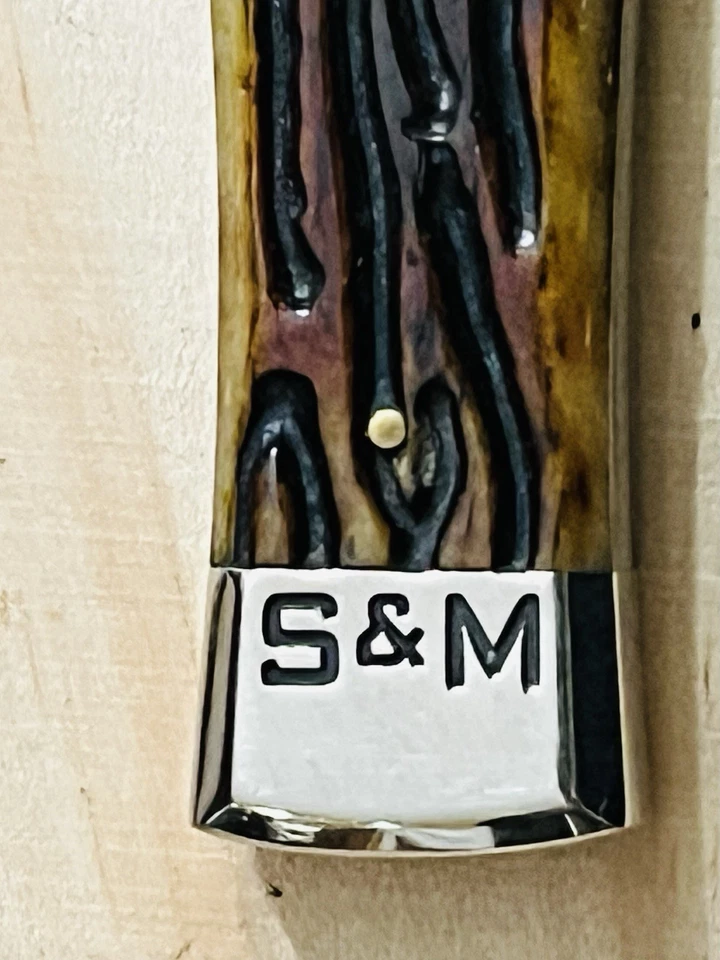 Cuchillo Schatt & Morgan 2005 archivo probado Gunstock Jack hueso # 041140 ATS-34 Foto 2 de 4