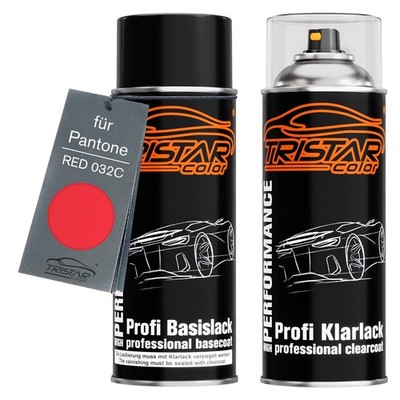 Autolack Spraydosen Set für Pantone RED 032C Red Basislack Klarlack Sprühdose
