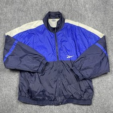 VTG Reebok Track Jacket Lined Windbreaker Mens XL Blue 80s 90s Y2K