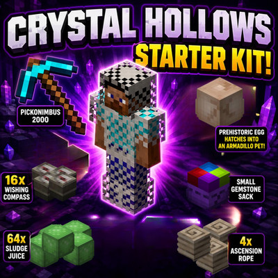 Hypixel Skyblock CRYSTAL HOLLOWS Start Gear Kit - Armor, Tools, Utilities, Pet!