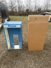 Large New Old Stock Blue Advertising Payphone Booth Shroud Enclosure Wow!
