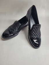 Franco Sarto Black Patent Faux Leather Quilted Loafer Women's Size 9M, L-Tweed2