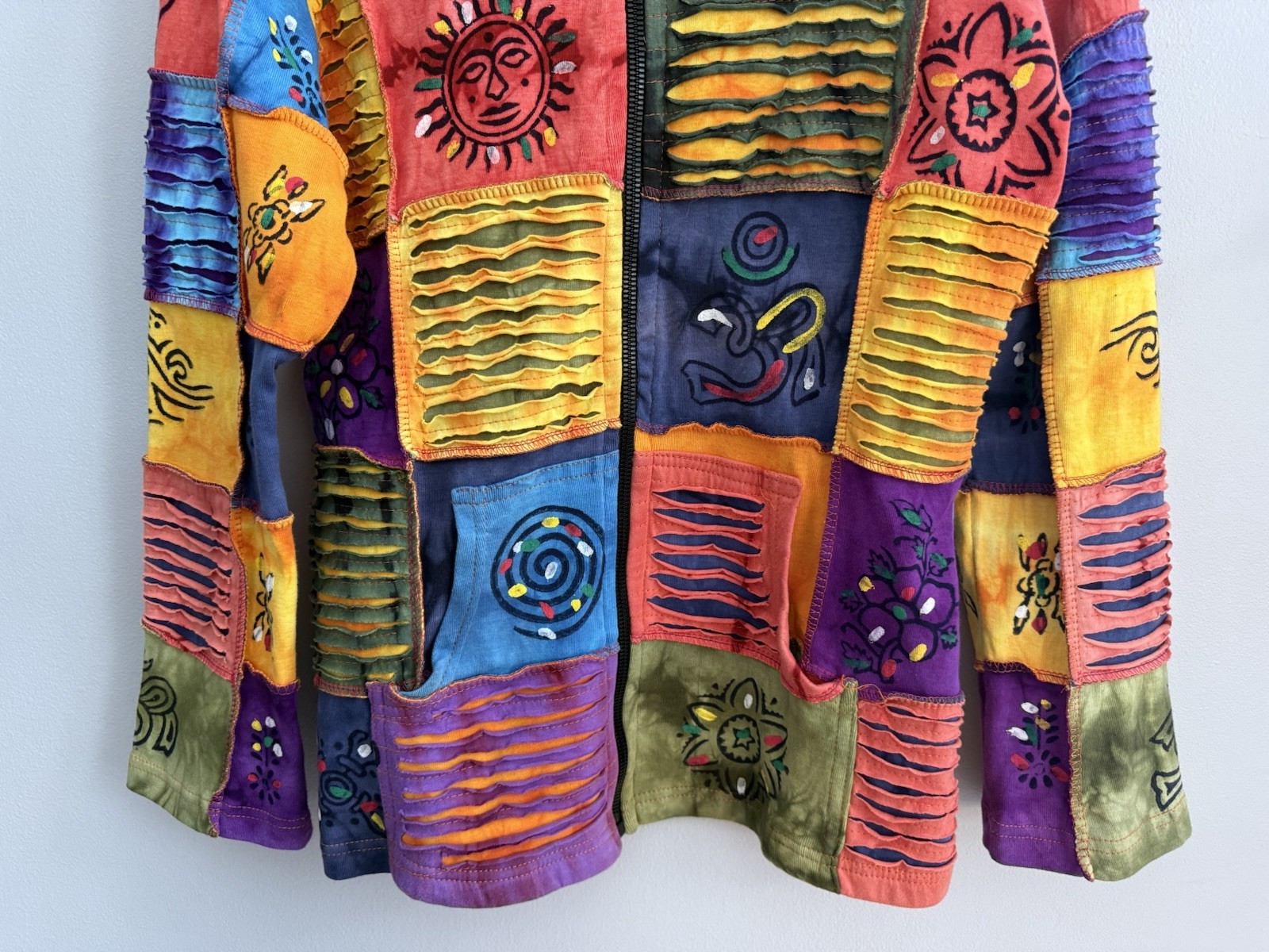 Rising International Full Zip Patchwork Hoodie Dy… - image 3