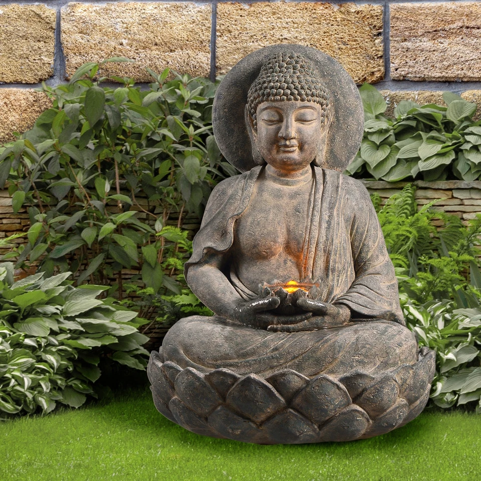 Teamson Home 28.35" Buddha Water Fountain with LED Lights - Image 3 of 4