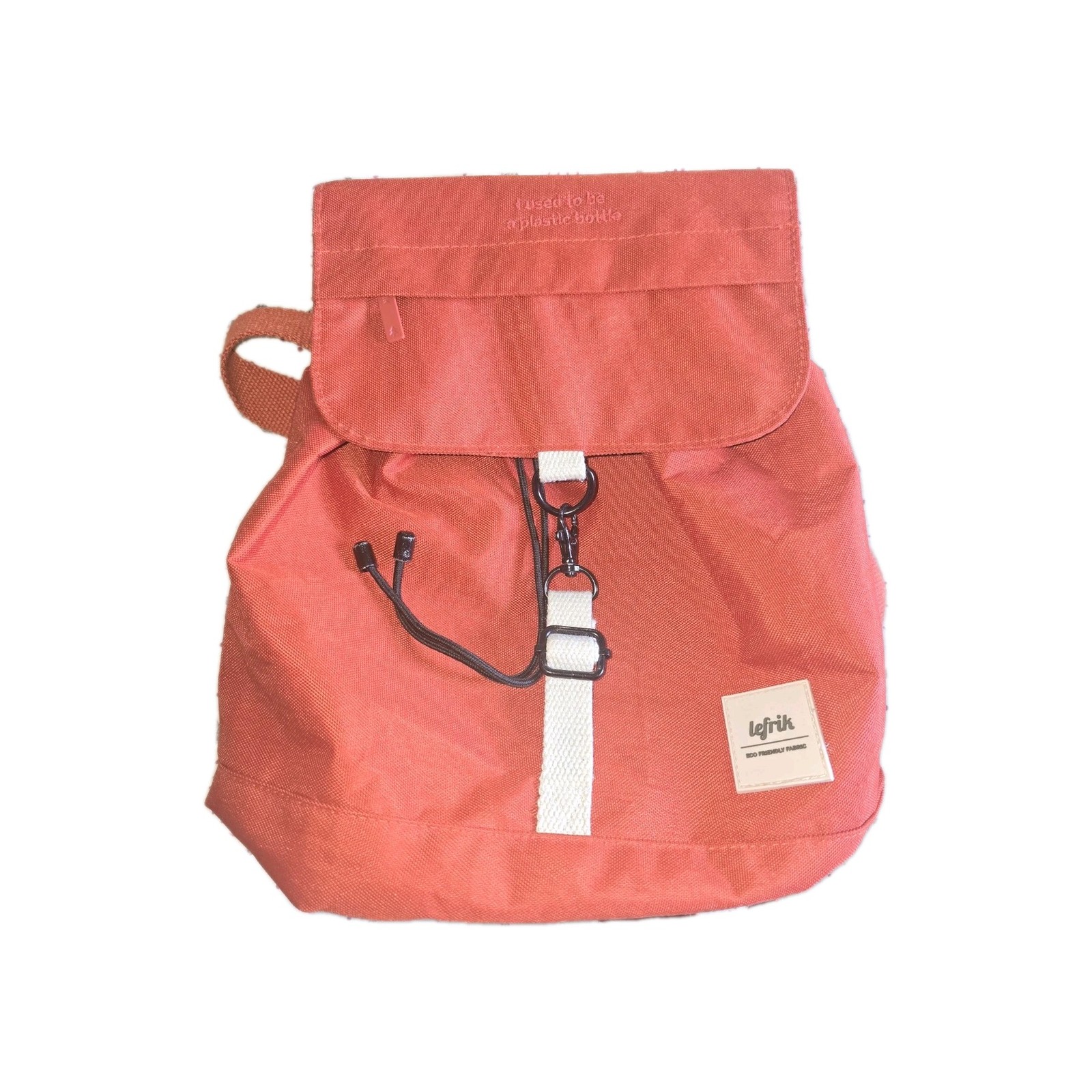 Mochila ecológica Lefrik. Talla mediana, color D. naranja. 30 x 30 x 13 cm. En muy buen estado.