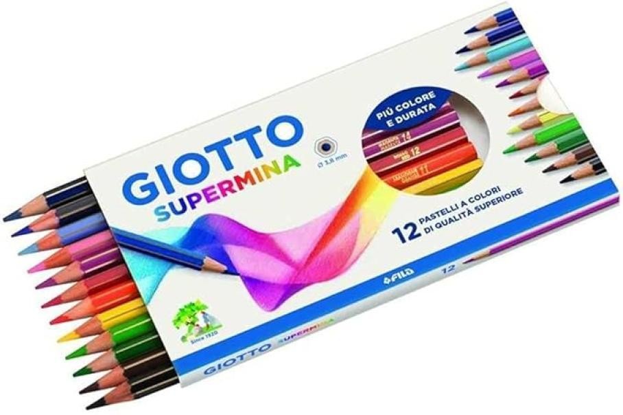 Giotto Supermina Pastelli colorati in astuccio da 12 pz. colori assortiti, diame