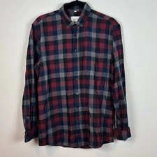 Frank & Oak men’s Flannel Plaid Button Up Long Sleeve Tartan Shirt Size Medium