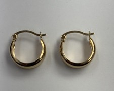 14k Yellow Gold Small Round Wide Ridged Hoop Earrings