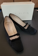 Anne Klein Black Suede Leather Heels Shoes Women's Size 9.5M