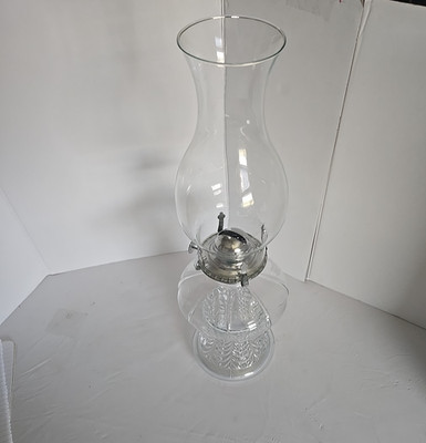 Lamplight Farms 255 Austria 1985 Clear Ribbed Glass Oil Lamp Vintage Unused