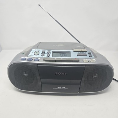 Sony CFD-S01 CD Cassette AM/FM Radio Portable Boombox Stereo Player TESTED WORKS