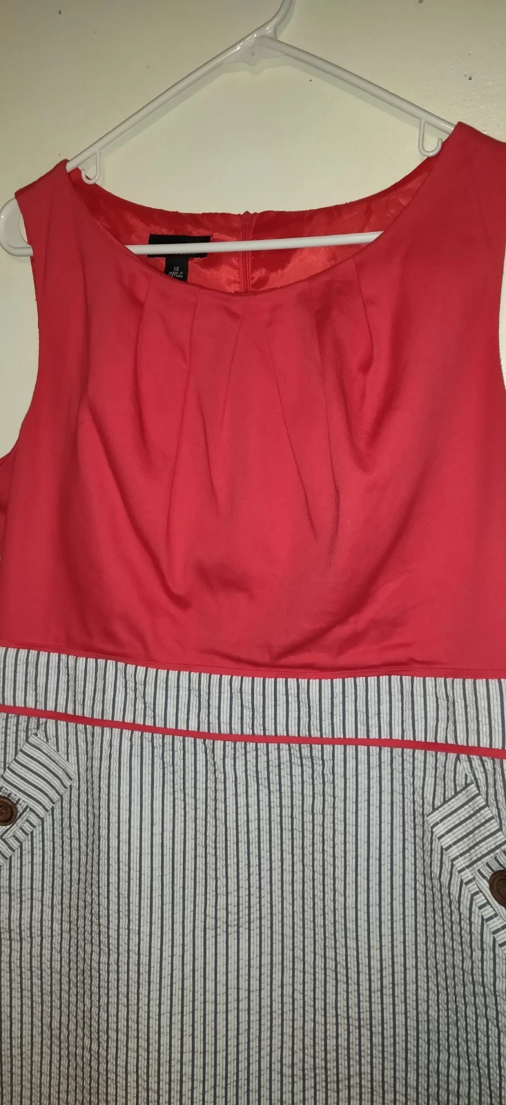 Abito Alyx Seersucker Tg 14 Rosso Grigio Tasche Nautiche Nautica Foderato Senza Maniche