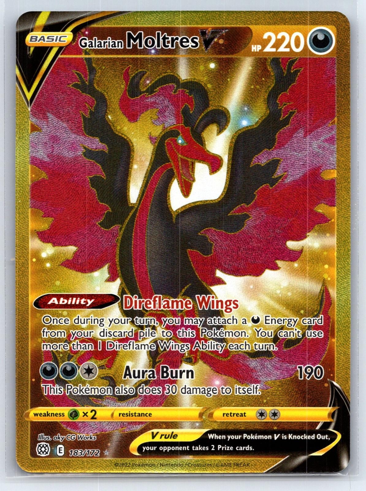 Galarian Moltres V 183/172 Secret Rare Brilliant Stars Pokemon Holo Near Mint