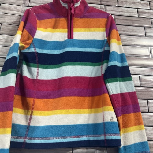old Navy fleece girls M fleece jacket striped Pullover 1/4 Zip Long Sleeve - Picture 13 of 15