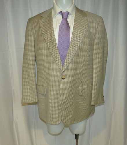 Gucci Vintage Tom Ford Era Super 100 Tan Check VTG Two Button Sport Coat 44R