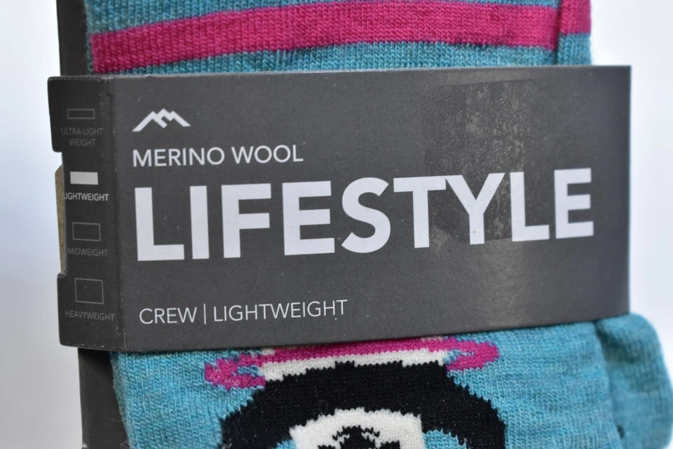 Darn Tough USA Merino Wool Lifestyle Crew Lightweight Sock Teal Panda Hoola S - Image 4 of 4