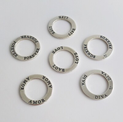 Affirmation Charms Sterling Silver 925, Life, Amor, Forever, Diva, Friends, Love