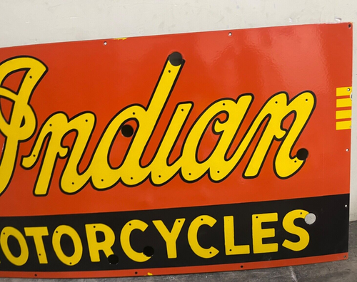 Vintage Indian Motorcycles Gas & Oil Porcelain Enamel Neon Sign SSPN 47x25". - Picture 3 of 6