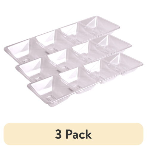 16 inch Clear Rectangular Compartment Tray, 4 Compartments, Plastic Food Tray