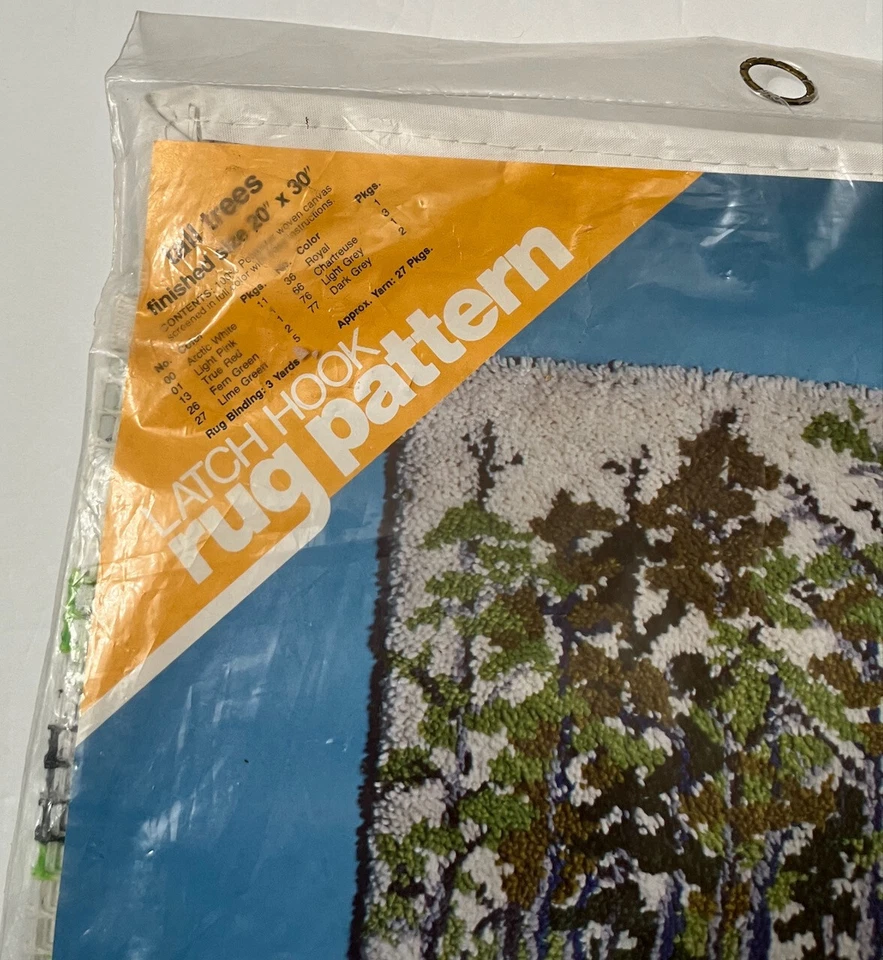 Spinnerin TALL TREES Latch HooK Rug Pattern #546 Canvas Finished Size 20" x 30" - Image 3 of 4