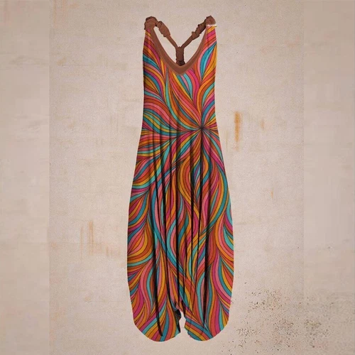 Mujeres Boho Floral Espalda Corredora Mono Damas Informal Suelto Pierna Ancha Pantalones Mameluco - Imagen 45 de 56