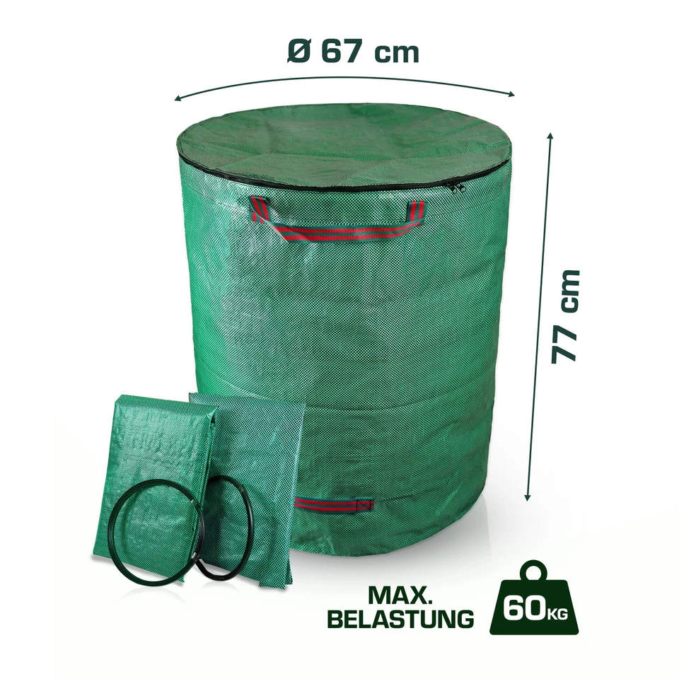 Gartensack mit Deckel 3 Stk. 272L Gartenabfallsack Laubsack Gartenabfall Garten - Bild 2 von 4