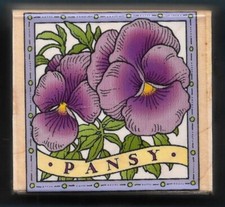 PANSY BANNER FLORAL GARDEN MUSEUM FLOWER BORDER Hero Arts wood 1996 Rubber Stamp